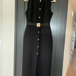 Zara Black Maxi Dress with Gold Buttons